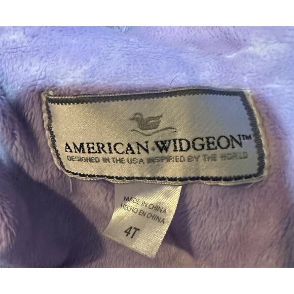 American Widgeon Girl’s Faux Fur Coat Jacket Size 4T Hooded Purple and Gray - Picture 4 of 7